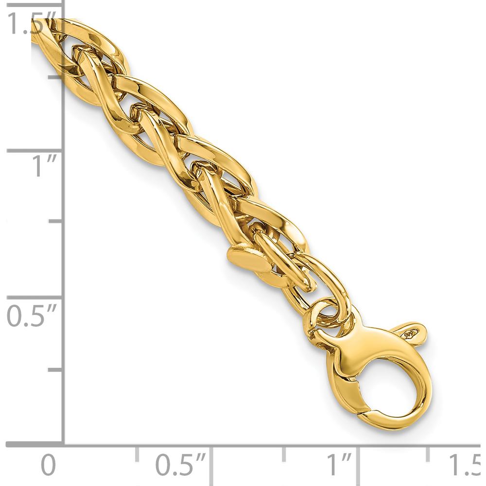 14K Yellow Gold Polished 2.25mm Fancy Link Bracelet with 1" Extender - Unisex Design by 0