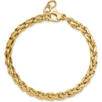 14K Yellow Gold Polished 2.25mm Fancy Link Bracelet with 1" Extender - Unisex Design by 0