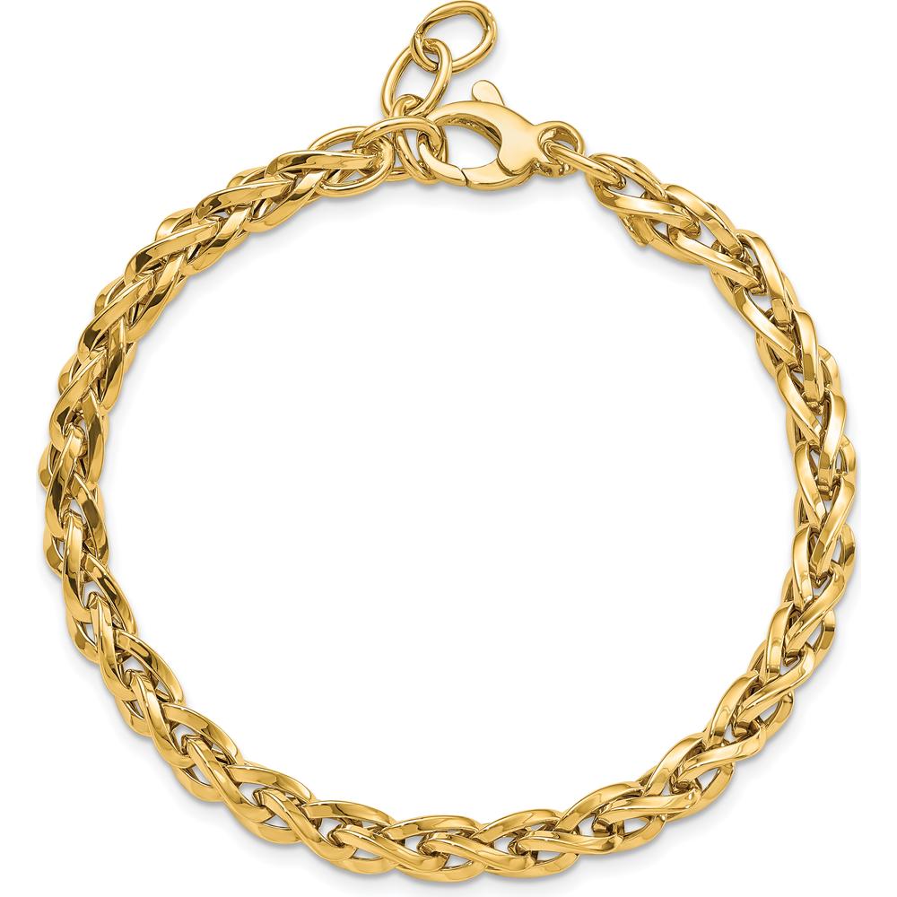 14K Yellow Gold Polished 2.25mm Fancy Link Bracelet with 1" Extender - Unisex Design by 0