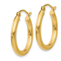14K Yellow Gold Polished 2.5mm Lightweight Tube Hoop Earrings - 20mm by 0