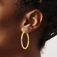 14K Yellow Gold Polished 2.5mm Lightweight Tube Hoop Earrings - 35mm by 0
