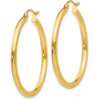 14K Yellow Gold Polished 2.5mm Tube Hoop Earrings - Classic Everyday Style by 0
