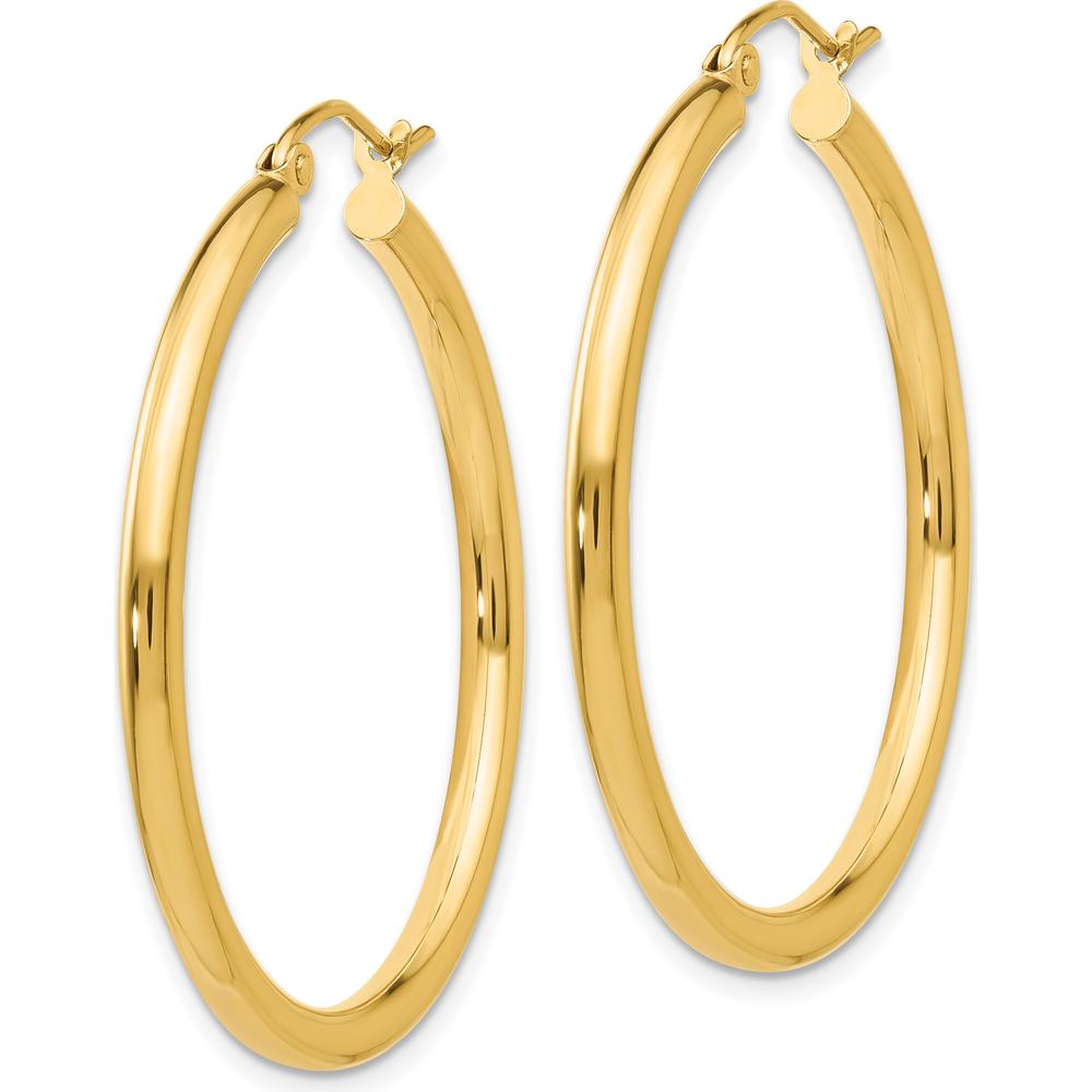 14K Yellow Gold Polished 2.5mm Tube Hoop Earrings - Classic Everyday Style by 0