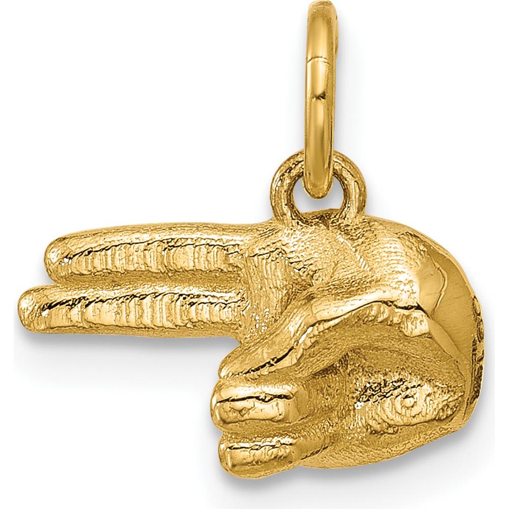 14K Yellow Gold Polished 2-Finger Hand Pendant - 13.03mm Length by Oro Pregiato