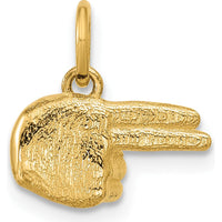 14K Yellow Gold Polished 2-Finger Hand Pendant - 13.03mm Length by Oro Pregiato