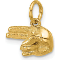 14K Yellow Gold Polished 2-Finger Hand Pendant - 13.03mm Length by Oro Pregiato