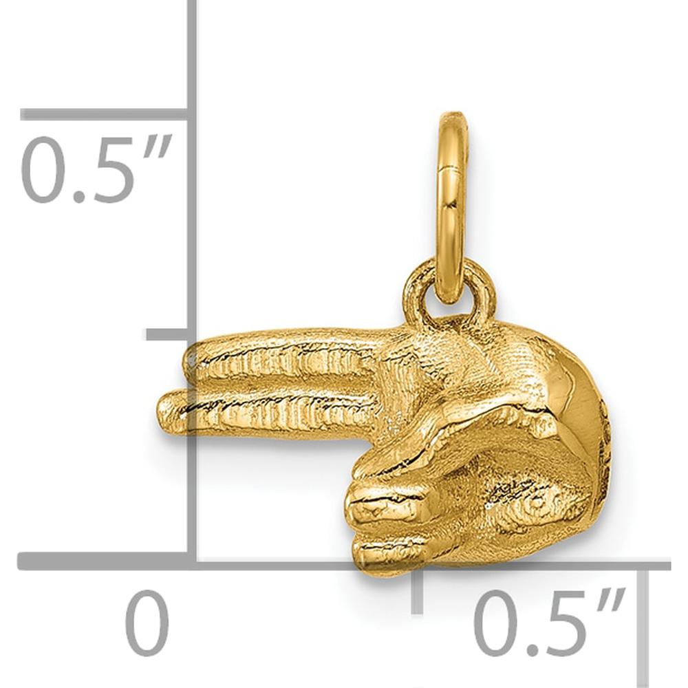 14K Yellow Gold Polished 2-Finger Hand Pendant - 13.03mm Length by Oro Pregiato
