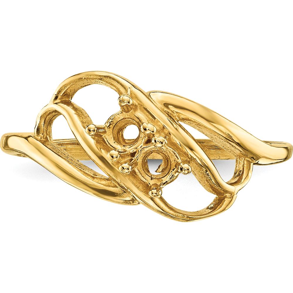 14K Yellow Gold Polished 2-Stone Customizable Mother's Ring Mounting by Monteluci Fine Jewelry