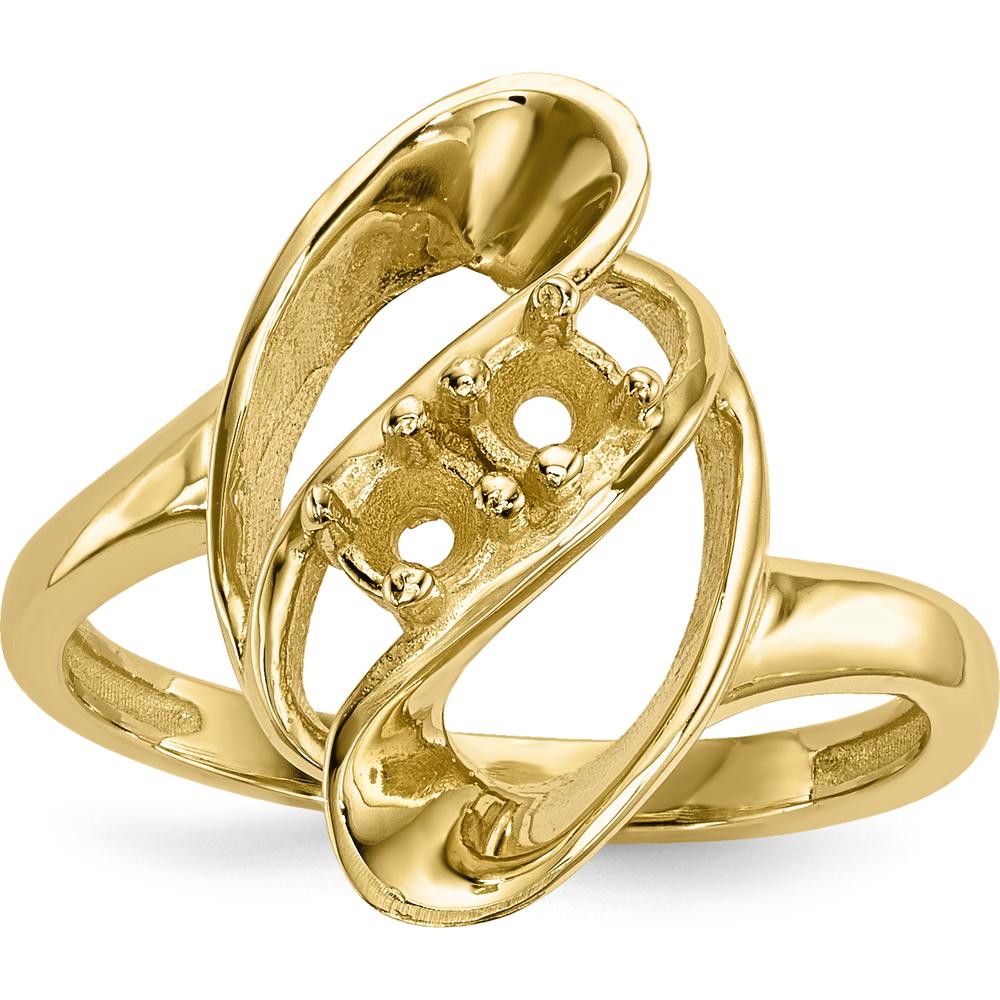 14K Yellow Gold Polished 2-Stone Mother's Ring Mounting - Customizable for Birthstones or Gems by Monteluci Fine Jewelry