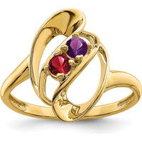 14K Yellow Gold Polished 2-Stone Mother's Ring Mounting - Customizable for Birthstones or Gems by Monteluci Fine Jewelry