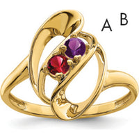 14K Yellow Gold Polished 2-Stone Mother's Ring Mounting - Customizable for Birthstones or Gems by Monteluci Fine Jewelry