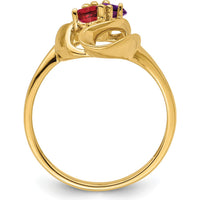 14K Yellow Gold Polished 2-Stone Mother's Ring Mounting - Customizable for Birthstones or Gems by Monteluci Fine Jewelry