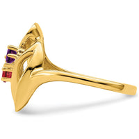 14K Yellow Gold Polished 2-Stone Mother's Ring Mounting - Customizable for Birthstones or Gems by Monteluci Fine Jewelry
