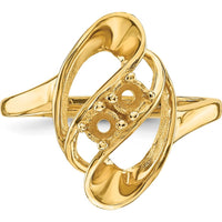 14K Yellow Gold Polished 2-Stone Mother's Ring Mounting - Customizable for Birthstones or Gems by Monteluci Fine Jewelry