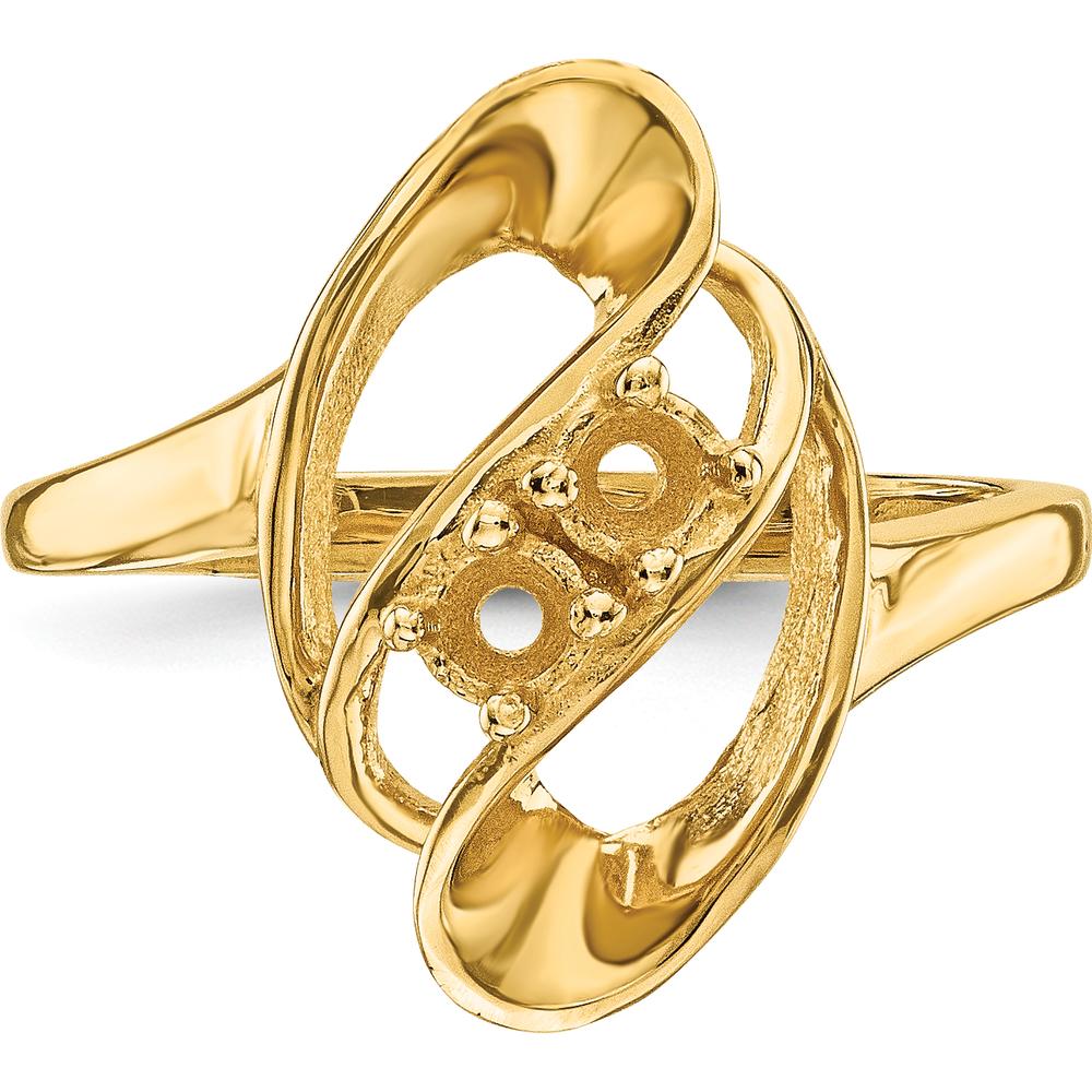 14K Yellow Gold Polished 2-Stone Mother's Ring Mounting - Customizable for Birthstones or Gems by Monteluci Fine Jewelry