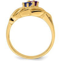 14K Yellow Gold Polished 2-Stone Mother's Ring Mounting - Customizable Setting for Birthstones or Gemstones by Monteluci Fine Jewelry