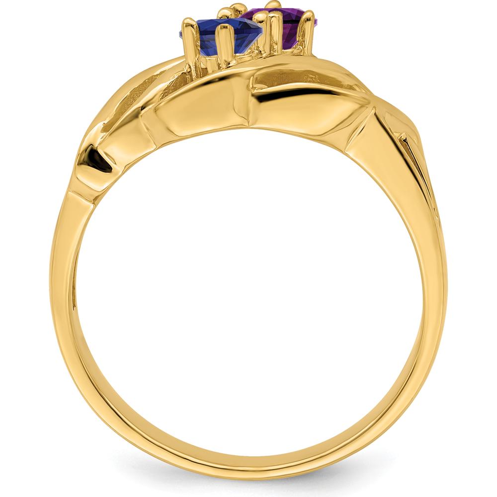 14K Yellow Gold Polished 2-Stone Mother's Ring Mounting - Customizable Setting for Birthstones or Gemstones by Monteluci Fine Jewelry