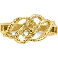 14K Yellow Gold Polished 2-Stone Mother's Ring Mounting - Customizable Setting for Birthstones or Gemstones by Monteluci Fine Jewelry
