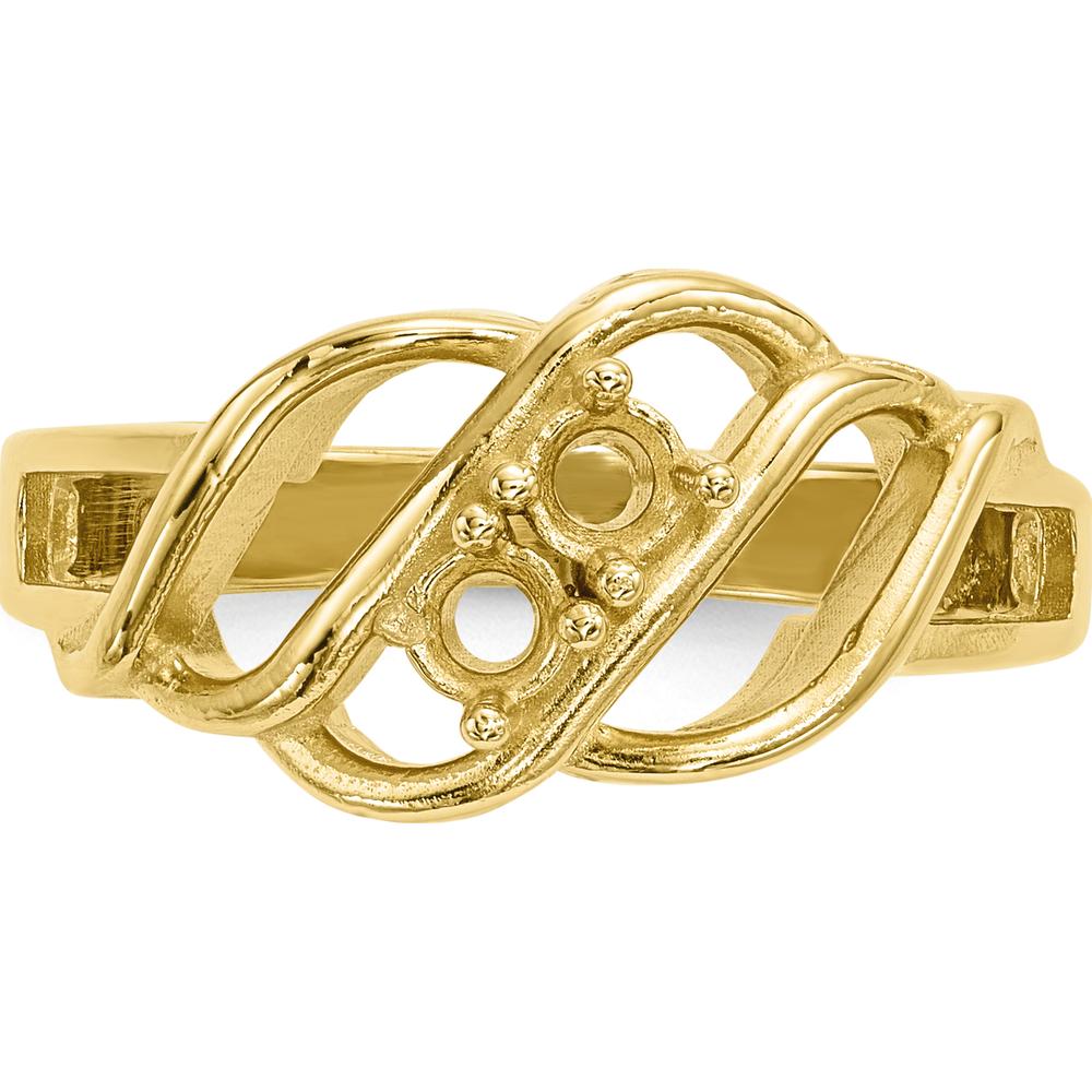 14K Yellow Gold Polished 2-Stone Mother's Ring Mounting - Customizable Setting for Birthstones or Gemstones by Monteluci Fine Jewelry