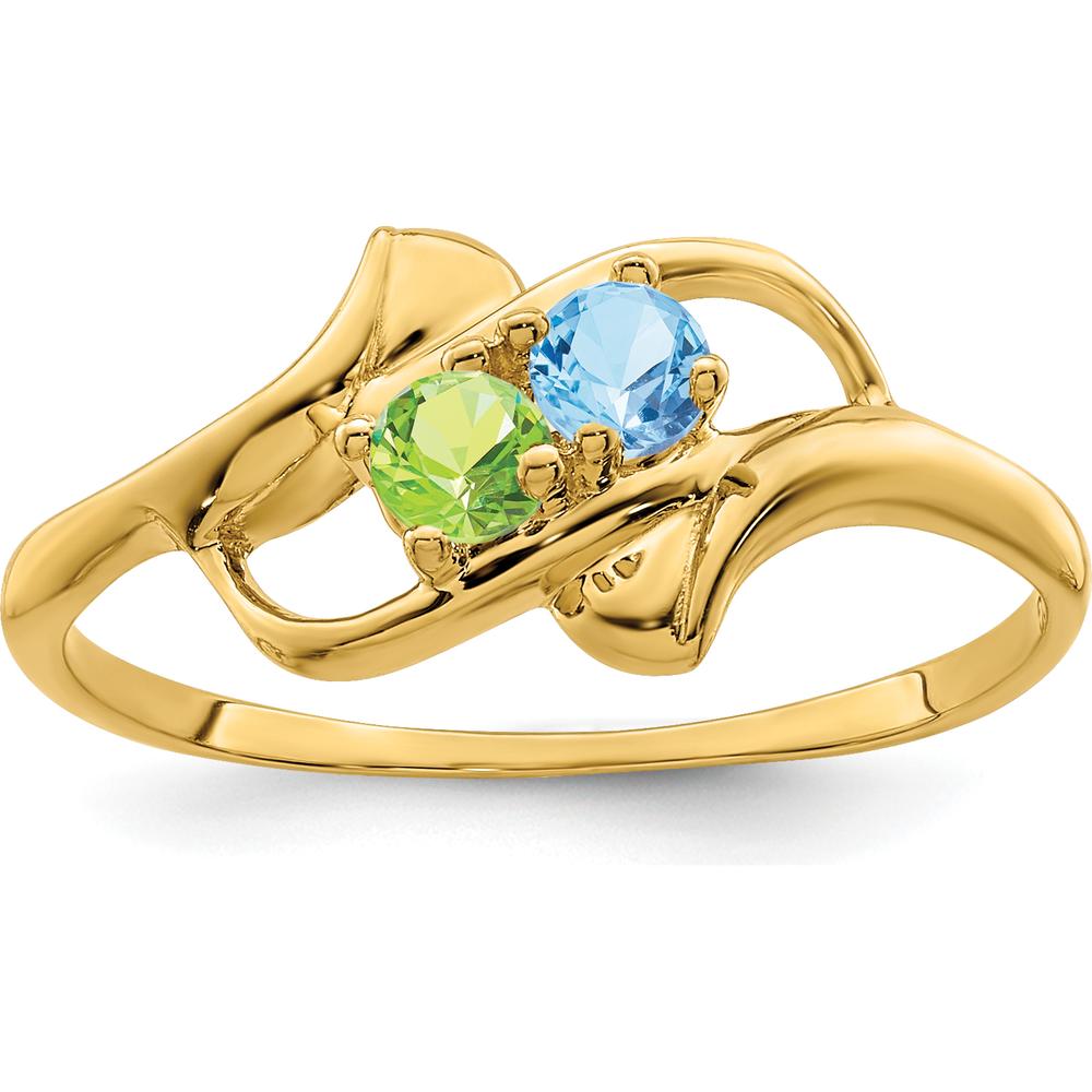 14K Yellow Gold Polished 2-Stone Mother's Ring Mounting - Elegant Family Jewelry Foundation by Monteluci Fine Jewelry