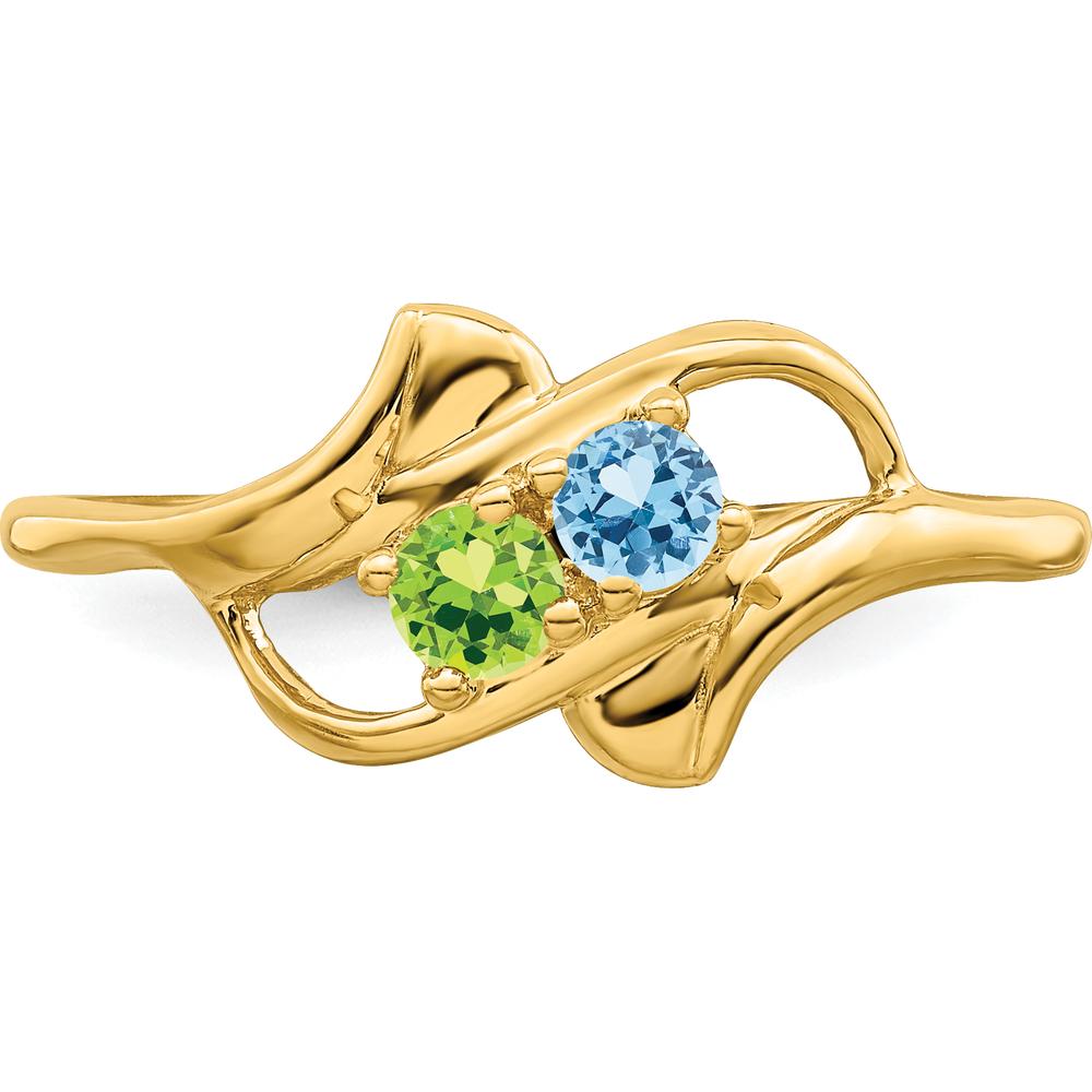 14K Yellow Gold Polished 2-Stone Mother's Ring Mounting - Elegant Family Jewelry Foundation by Monteluci Fine Jewelry