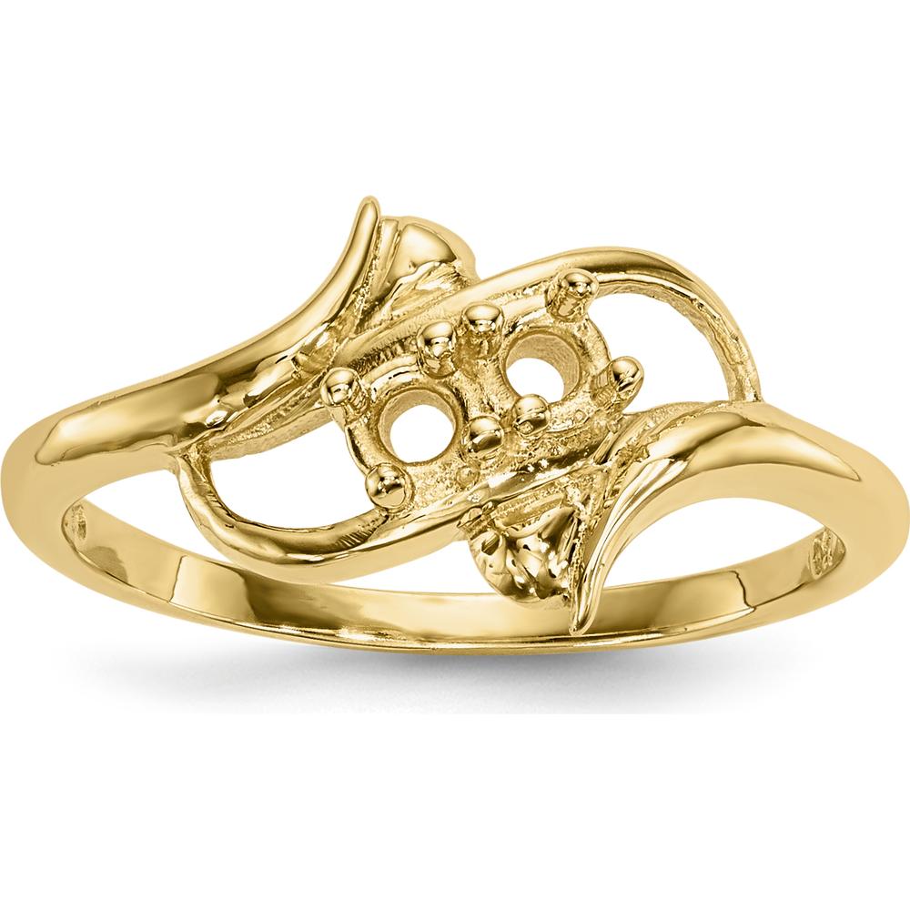 14K Yellow Gold Polished 2-Stone Mother's Ring Mounting - Elegant Family Jewelry Foundation by Monteluci Fine Jewelry