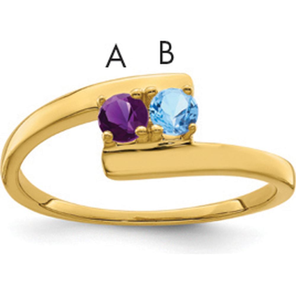 14K Yellow Gold Polished 2-Stone Mother's Ring Mounting by Oro Pregiato