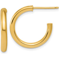 14K Yellow Gold Polished 20mm Tube C-Hoop Post Earrings by 0