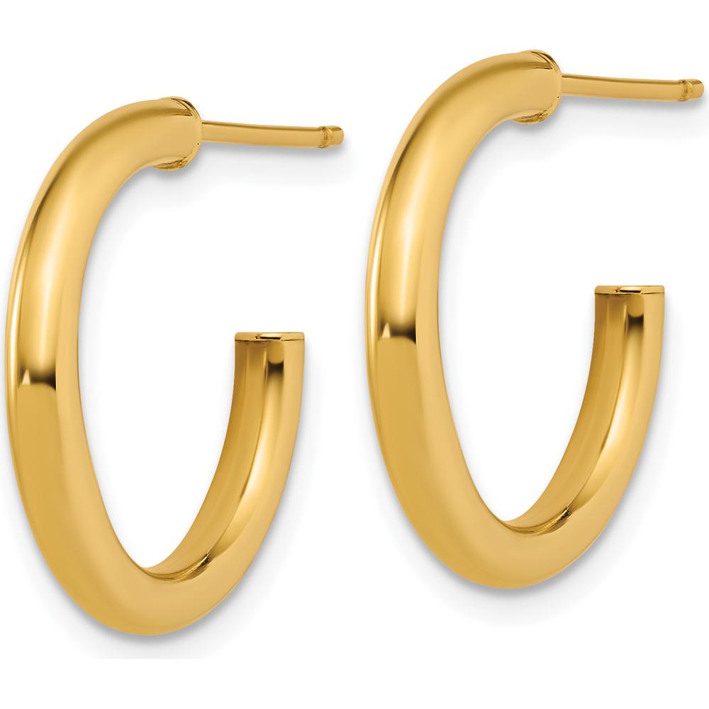 14K Yellow Gold Polished 20mm Tube C-Hoop Post Earrings by 0