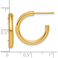 14K Yellow Gold Polished 20mm Tube C-Hoop Post Earrings by 0