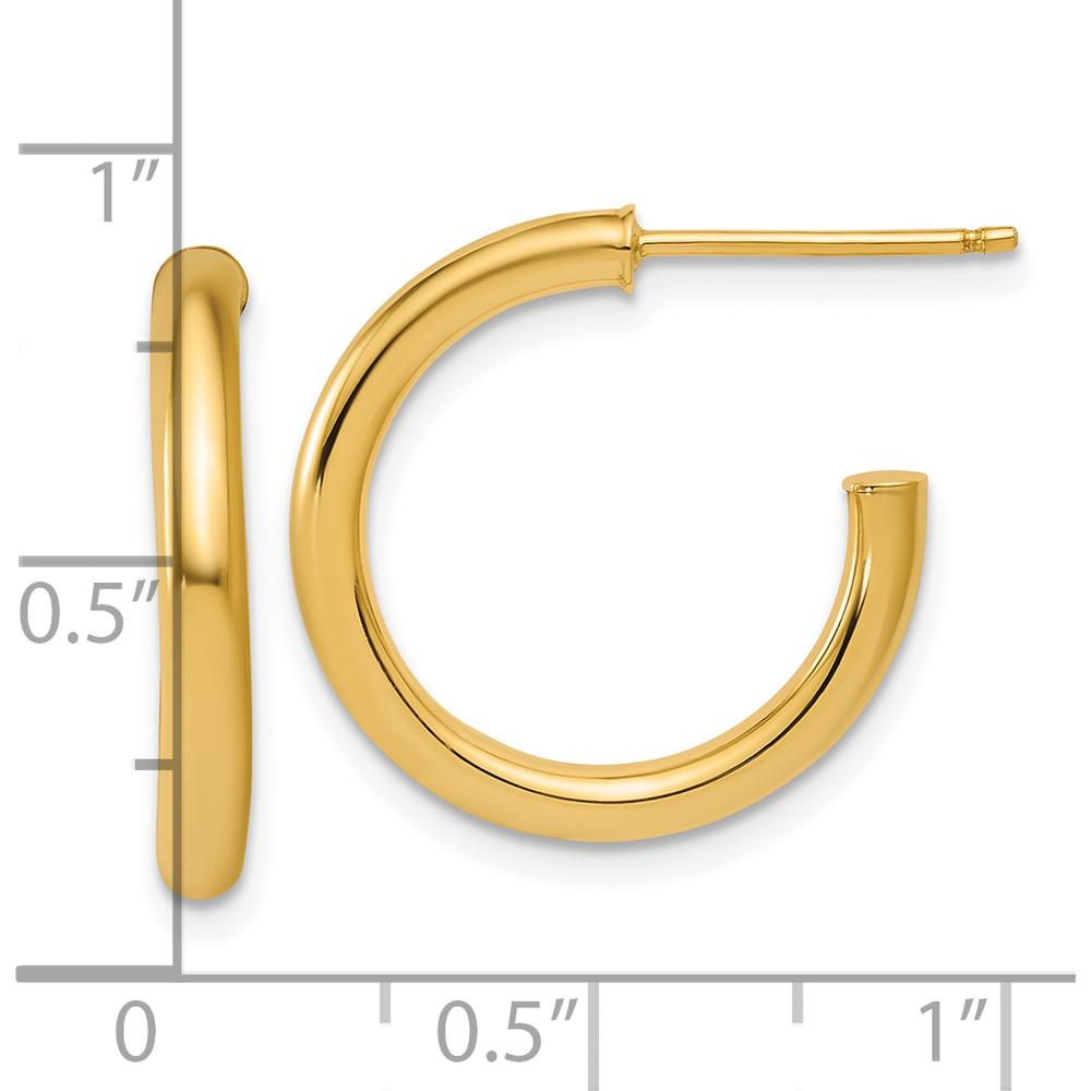 14K Yellow Gold Polished 20mm Tube C-Hoop Post Earrings by 0