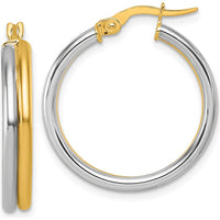 14K Yellow Gold Polished 24mm Large Hoop Earrings with Rhodium Plating by 0