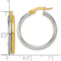 14K Yellow Gold Polished 24mm Large Hoop Earrings with Rhodium Plating by 0