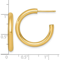14K Yellow Gold Polished 25mm C-Hoop Earrings by 0