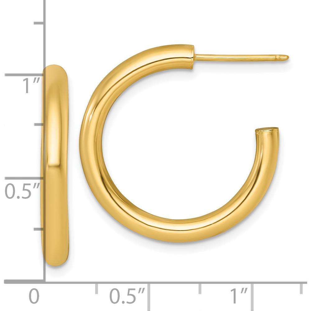 14K Yellow Gold Polished 25mm C-Hoop Earrings by 0