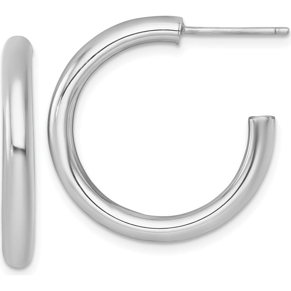 14K Yellow Gold Polished 25mm C-Hoop Post Earrings by 0