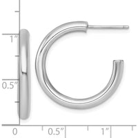 14K Yellow Gold Polished 25mm C-Hoop Post Earrings by 0