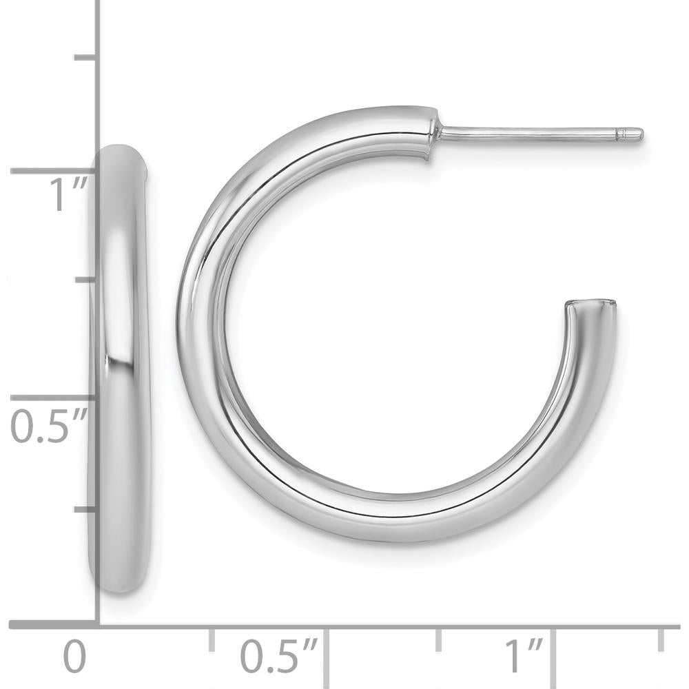 14K Yellow Gold Polished 25mm C-Hoop Post Earrings by 0