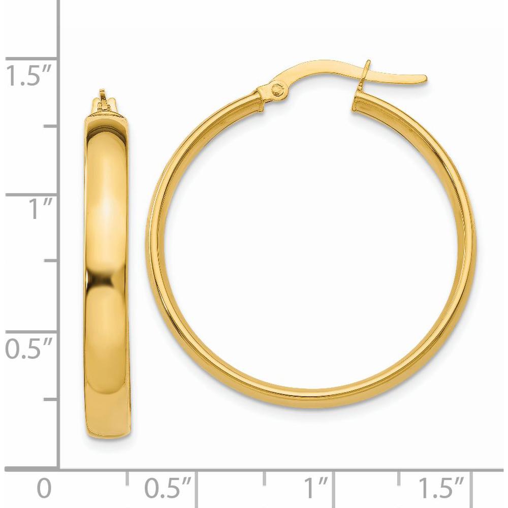 14K Yellow Gold Polished 25mm Hollow Hoop Earrings - Lightweight and Elegant Design by Monteluci Fine Jewelry
