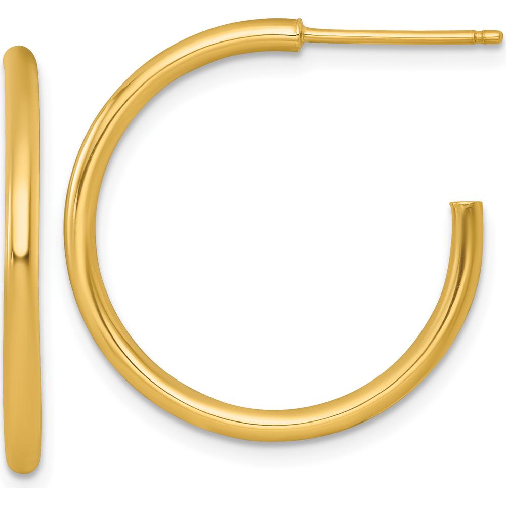 14K Yellow Gold Polished 25mm Tube C-Hoop Post Earrings by 0