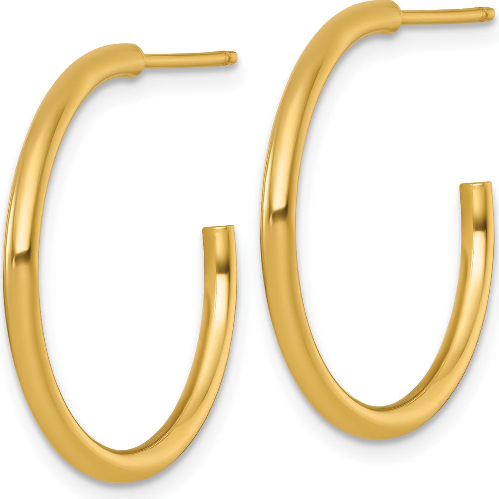 14K Yellow Gold Polished 25mm Tube C-Hoop Post Earrings by 0