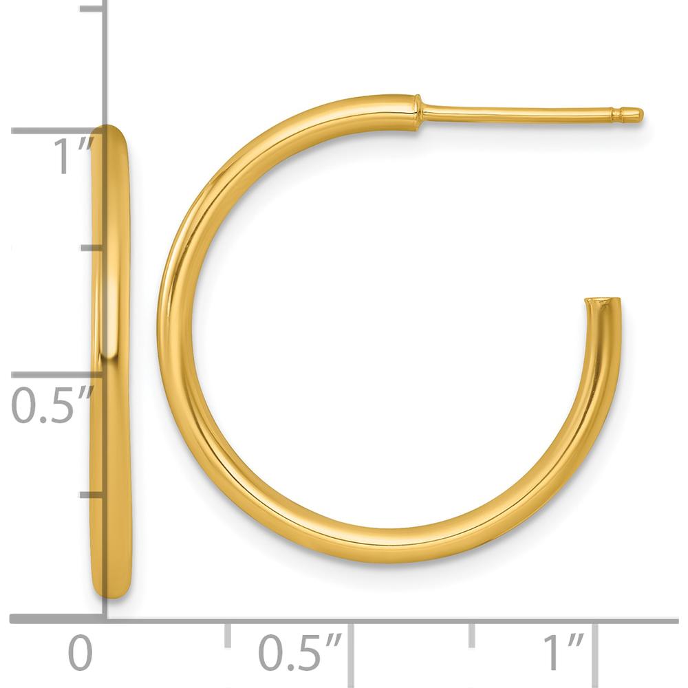 14K Yellow Gold Polished 25mm Tube C-Hoop Post Earrings by 0