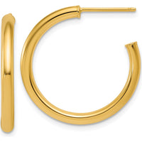 14K Yellow Gold Polished 25mm Tube C-Hoop Post Earrings by 0