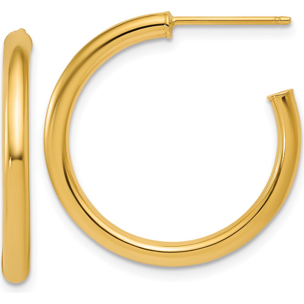 14K Yellow Gold Polished 25mm Tube C-Hoop Post Earrings by 0