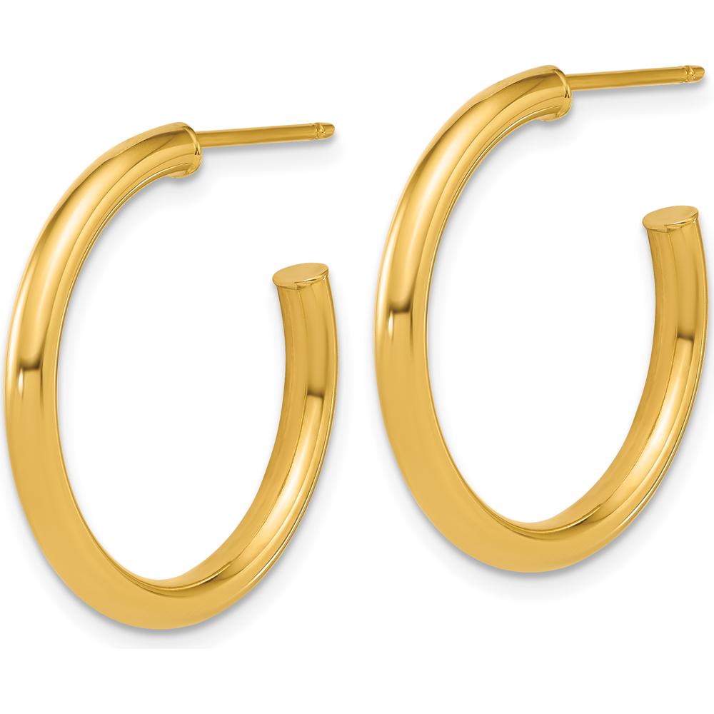 14K Yellow Gold Polished 25mm Tube C-Hoop Post Earrings by 0