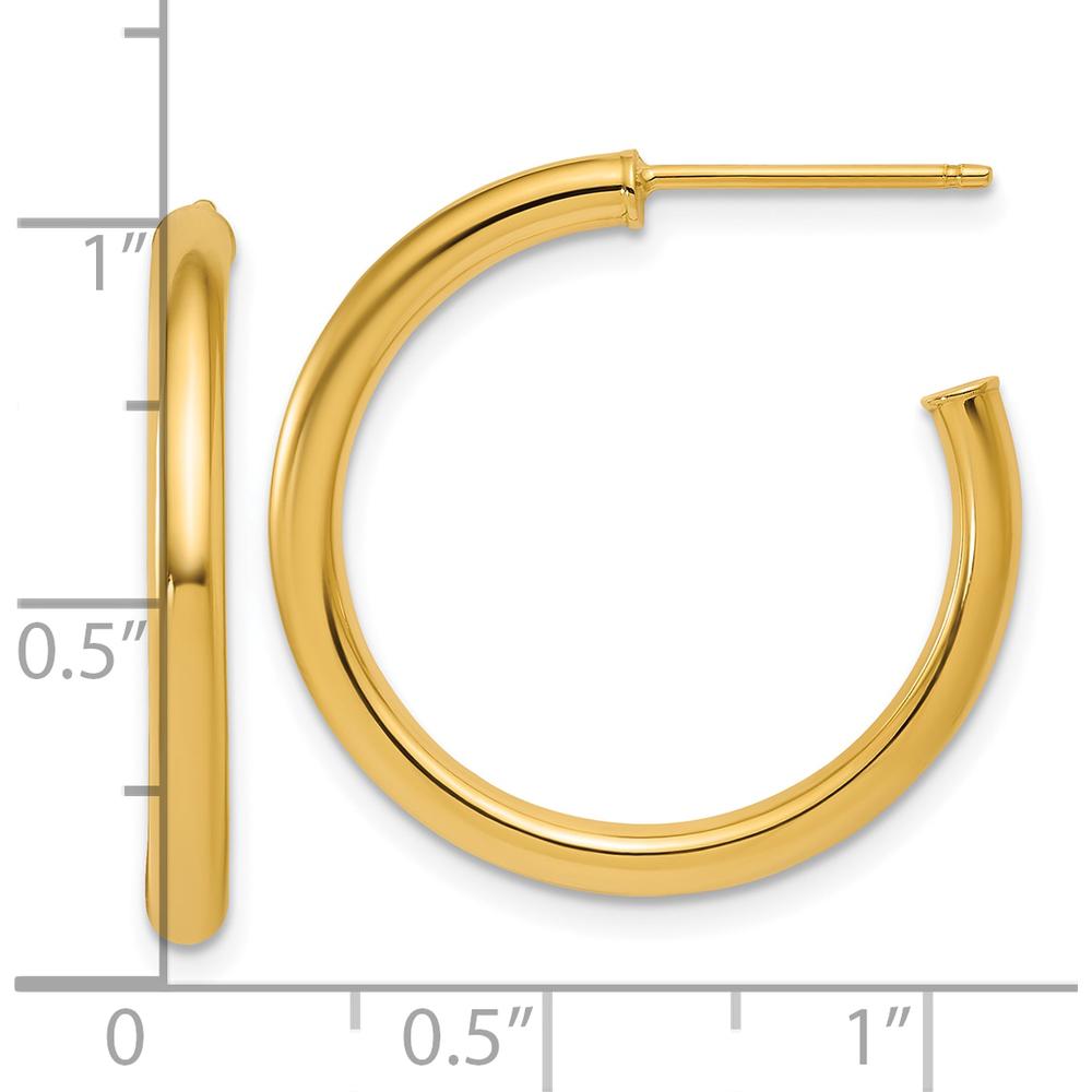 14K Yellow Gold Polished 25mm Tube C-Hoop Post Earrings by 0