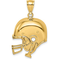 14K Yellow Gold Polished 2D Football Helmet Charm - Sports Pendant for Football Fans by Oro Pregiato