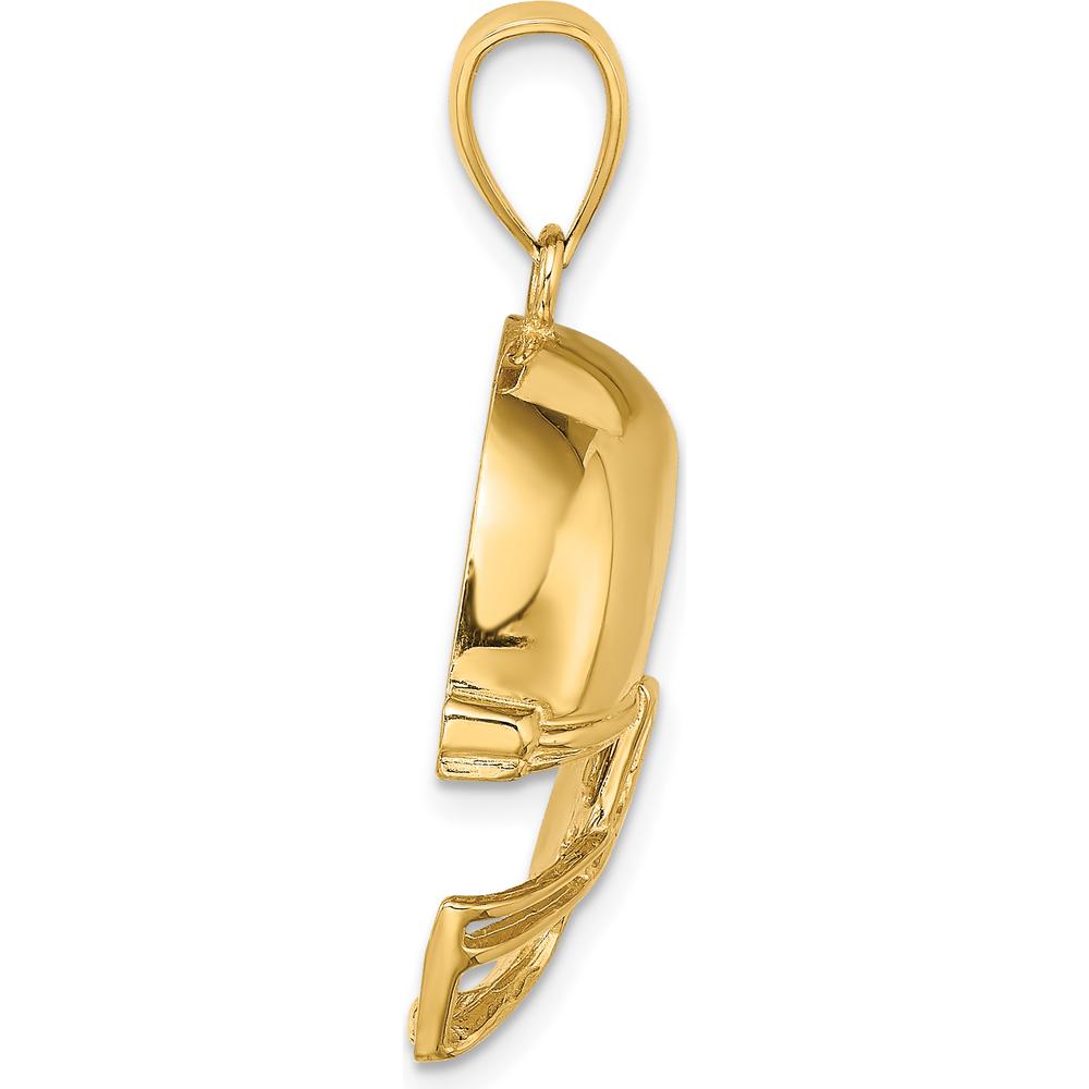 14K Yellow Gold Polished 2D Football Helmet Charm - Sports Pendant for Football Fans by Oro Pregiato
