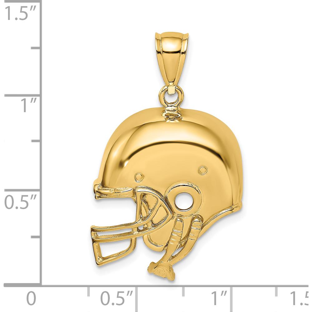 14K Yellow Gold Polished 2D Football Helmet Charm - Sports Pendant for Football Fans by Oro Pregiato