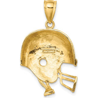 14K Yellow Gold Polished 2D Football Helmet Charm - Sports Pendant for Football Fans by Oro Pregiato